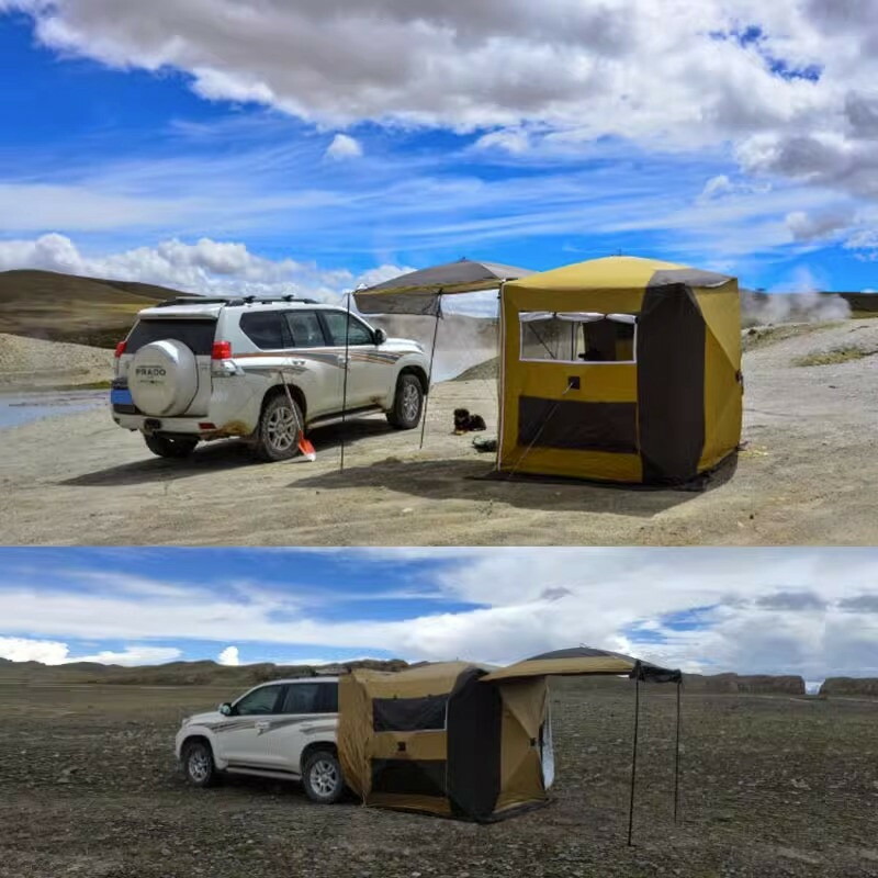 カーサイドタープ トランクテント 車と連結 SUV 防水 UV機能 メッシュ窓付き 虫除け対策 リアゲート ハッチバックテント 車中泊テント 日よけ アウトドア 防災対策 地震 台風 防災グッズ アウトドア キャンプ用品 登山 バイクキャンプ|PixiePocket