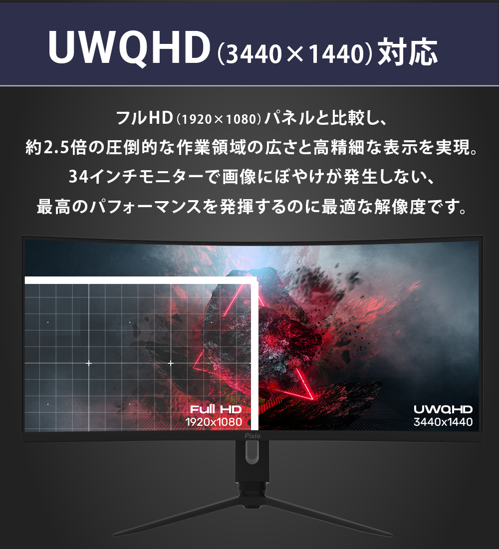 ウルトラワイドモニター 144hz 34インチ UWQHD 湾曲 ディスプレイ 新品