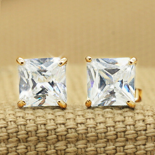 【最大20％OFF 複数買クーポン】 《豪華合計2カラット》 1カラット プリンセス 14K イエローゴールド YG 一粒ピアス(ペアセット 2個)金属アレルギー対応 レディース K14 14金 刻印あり 華奢 シンプル スキンジュエリー 定番 人気 可愛い 20代 30代 40代 50代 60代 母の日