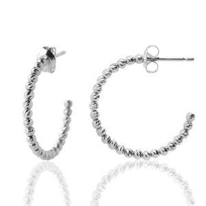 【P5倍中＆最大20％OFF】 ダイヤモンドカットミラーボール 18Kホワイトゴールド WG フープピアス スキンジュエリー 金属アレルギー対応 レディース K18 18金 刻印あり 華奢 シンプル 日本製 スキンジュエリー 定番 人気 可愛い 20代 30代 40代 50代 60代 母の日