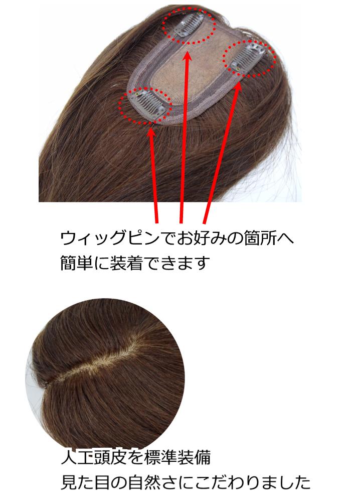 人毛ヘアピース装着方法図