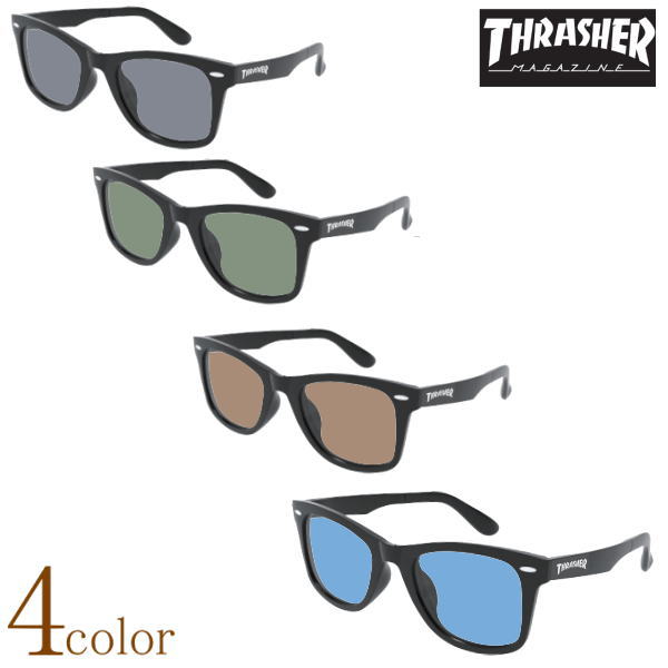 THRASHER スラッシャー サングラス ボストン型 ウエリントン型 度付き対応フレーム 掛け心地の良いTR90ソフトフレーム おしゃれ カジュアル 紫外線 UVカット メガネケース付 男性用 女性用 黒縁メガネ｜ルーペの惑星 8,250円