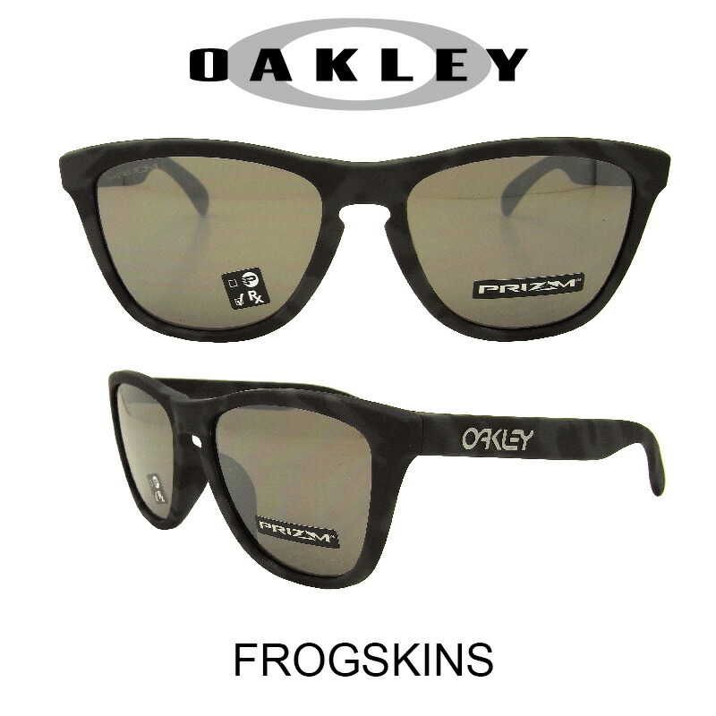 【国内定め事品】OAKLEY オーク材ロバート・エドワード・リー 黒眼鏡 (アジアン相応う) フロッグスキン 黒いこと合鴨/プリズムブラックイリジウム ベイスボール ゴルフ(Sunglasses FROGSKINS 9245-6554 Black Camo/Prizm Black Iridium)