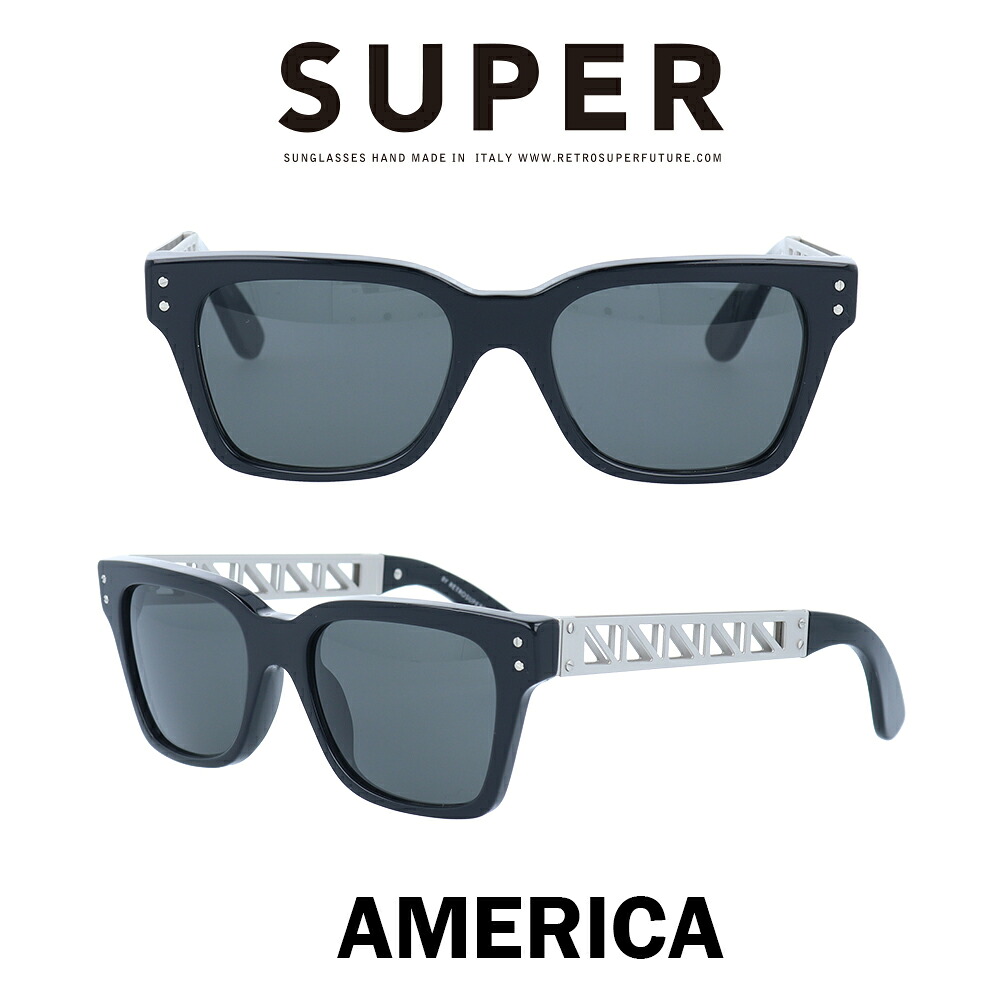 SUPER(スーパー) サングラス アメリカ America TMS ブラック/シルバー/ブラック