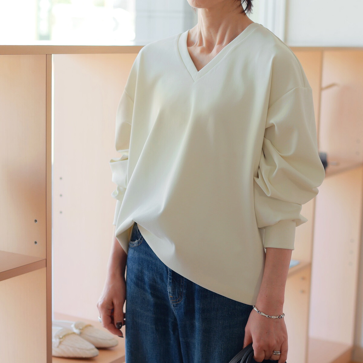【送料無料】DOUBLE STANDARD CLOTHING SOV. (ダブルスタンダード クロージング ソブ)　メルティーダンボール　Vネックトップス【 レビューキャンペーン対象商品 】