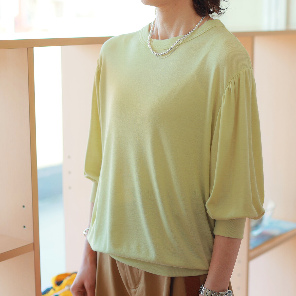 MANON (マノン) =ヒツジさんと化学者がくれたエアコン=調温・調湿・速乾ジャージ セミパフスリーブルーミTee|Planino(プラニノ)
