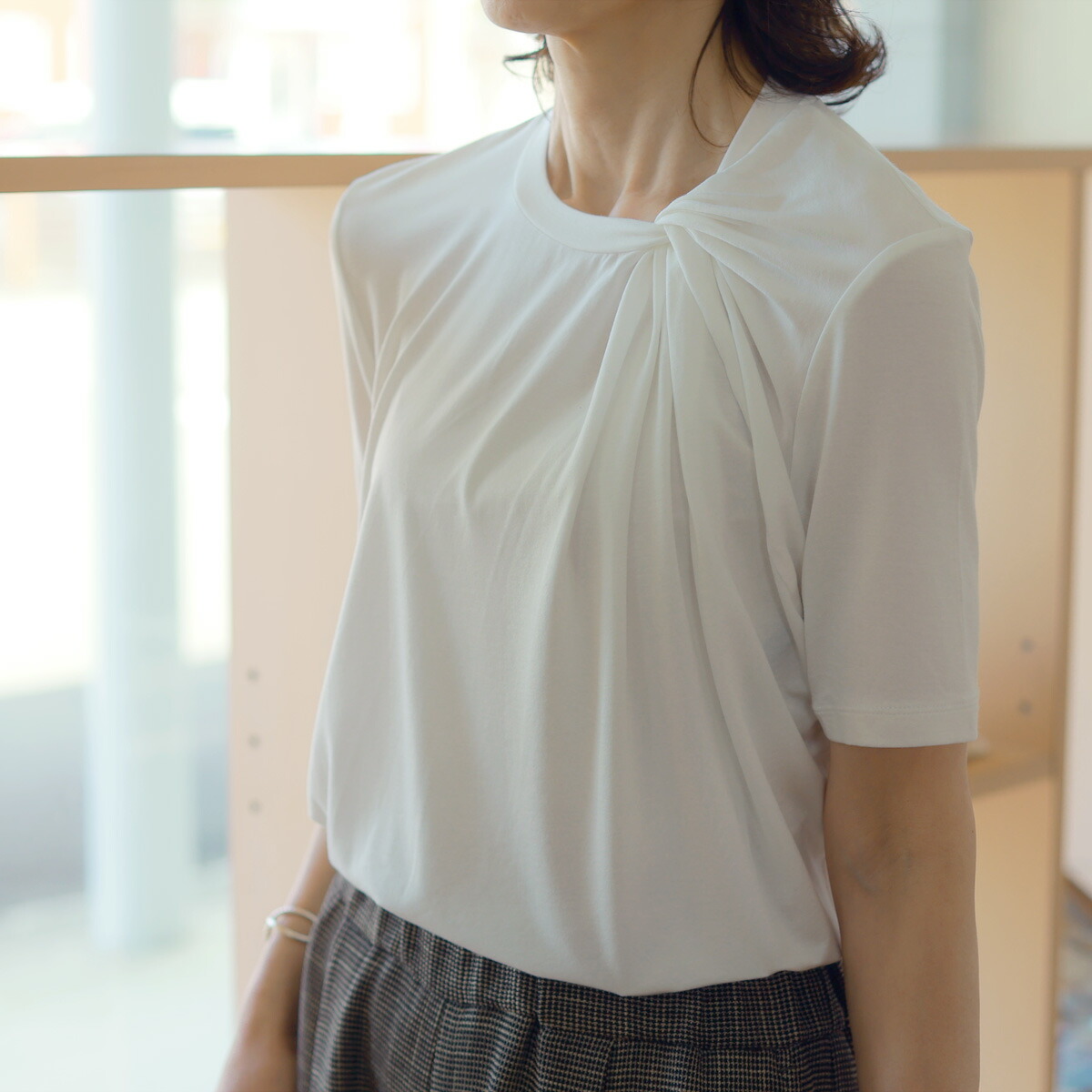 【サマーSALE 7/11 20:00 START】DOUBLE STANDARD CLOTHING SOV. (ダブルスタンダード クロージング ソブ) メルティー天竺 ドレープカットソー|Planino(プラニノ)