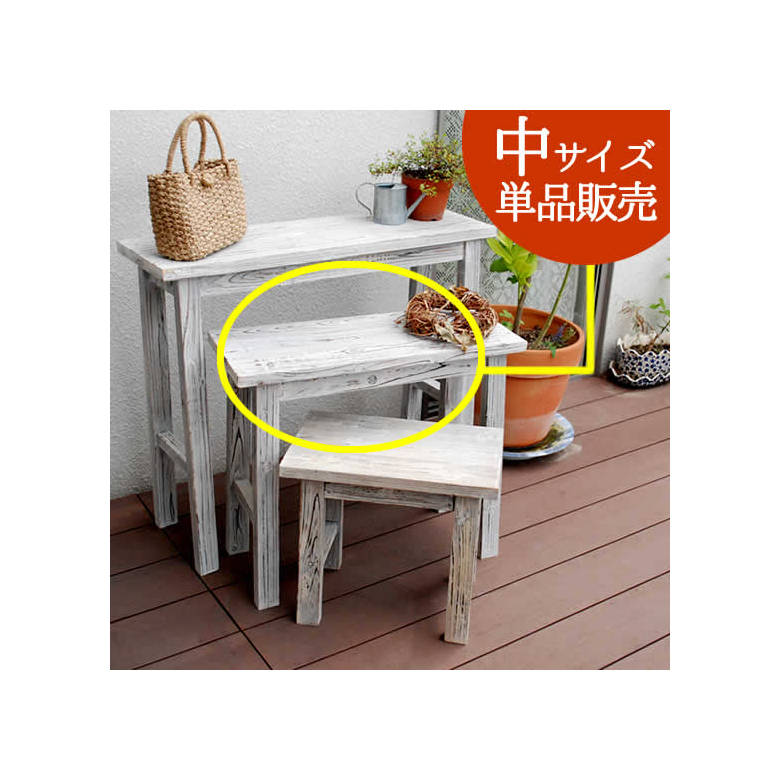 ホワイトスツール風花台 中サイズ YT-6052【収納 木製 北欧 キャスター ボックス 椅子 チェア 丸いす 丸イス】