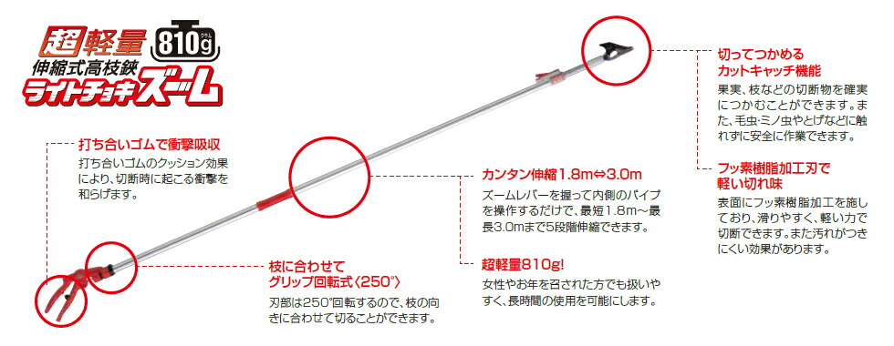 貨物輸送無料 アルス 150z 3 0 5d 超軽さ伸縮ハイラート額樹枝はさみライトチョキズーム 最短1 8 最長3 0m Jan 高枝鋏 Runsandtrails Com