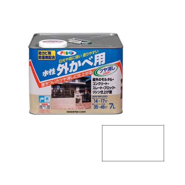 水性 外かべ用 ツヤ消し ホワイト 7L 水性塗料・ペンキ アサヒペン