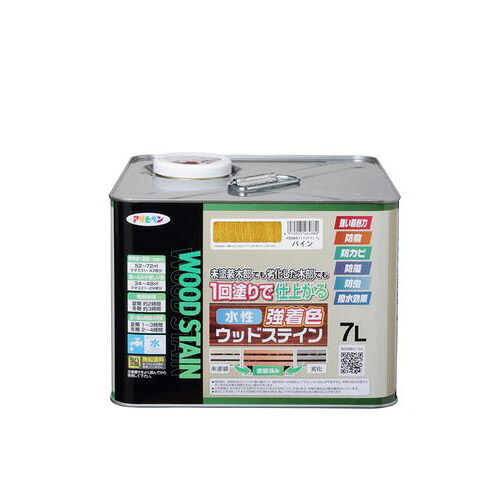 【一度塗りでしっかり着色ができる木部塗料】 ペンキ塗料 水性強着色ウッドステイン 7L パイン アサヒペン