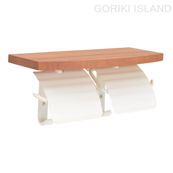 トイレットペーパーホルダー 2連タイプ ダブル TPH ウッドシェルフ W WAB レトロ アンティーク 真鍮金具 GORIKIISLAND(ゴーリキアイランド)｜ものうりばPlantz