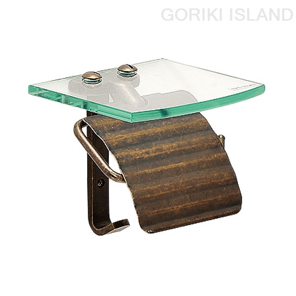 トイレットペーパーホルダー TPH ガラスシェルフ S AN レトロ アンティーク 真鍮金具 GORIKIISLAND(ゴーリキアイランド)