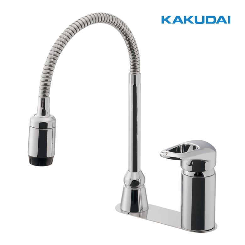 KAKUDAI シングルレバー引出し混合栓　シャワーヘッド キッチン水栓 一般地用 カクダイ製（KAKUDAI）117-120 シングル