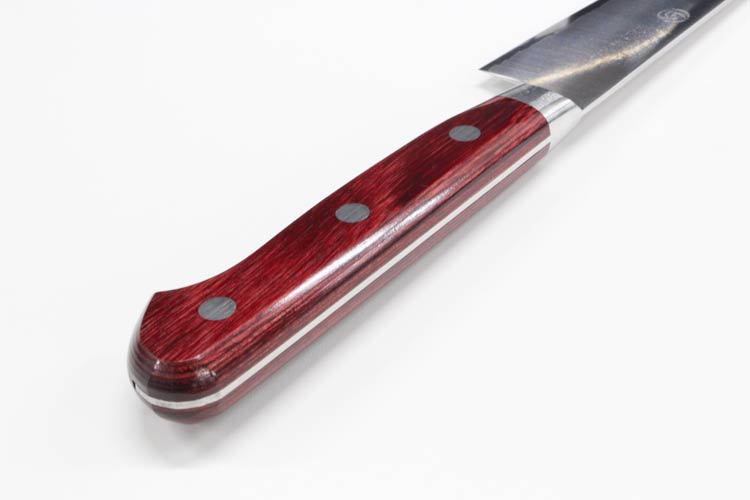 【高村刃物】鍔付スーパーゴールドワインレッド柄ツバ付口金付ペティナイフ150mm『有料お名前入れ対応』【粉末ステンハイス鋼両刃/果物ナイフ/本割込包丁/合羽橋かっぱ橋/高硬度/高靭性/高耐磨耗性/鍛造/越前打刃物/武生R2ハイス】【送料無料】