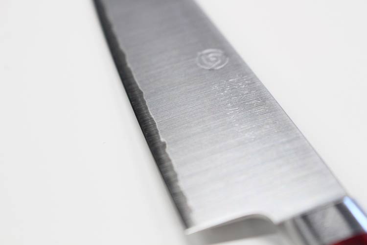【高村刃物】鍔付スーパーゴールドワインレッド柄ツバ付口金付ペティナイフ150mm『有料お名前入れ対応』【粉末ステンハイス鋼両刃/果物ナイフ/本割込包丁/合羽橋かっぱ橋/高硬度/高靭性/高耐磨耗性/鍛造/越前打刃物/武生R2ハイス】【送料無料】