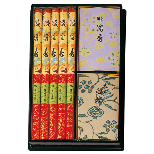 薫明堂 NO.33 進物用塗り箱入り 凌雲香 (線香・沈降・白檀組み合わせ) お線香