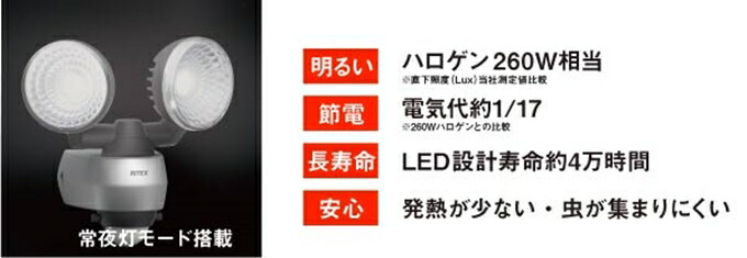 楽天市場 Ritex ライテックス Led Ac315 Ledセンサーライト 7 5w 2灯 広範囲タイプ 明るさ1300ルーメン コンセント式 防雨型 Musashi ムサシ 住宅 駐車場 廊下 通路 灯り 空き巣 泥棒 車上荒らし 防犯 対策 侵入者防止 送料無料 ものうりばplantz