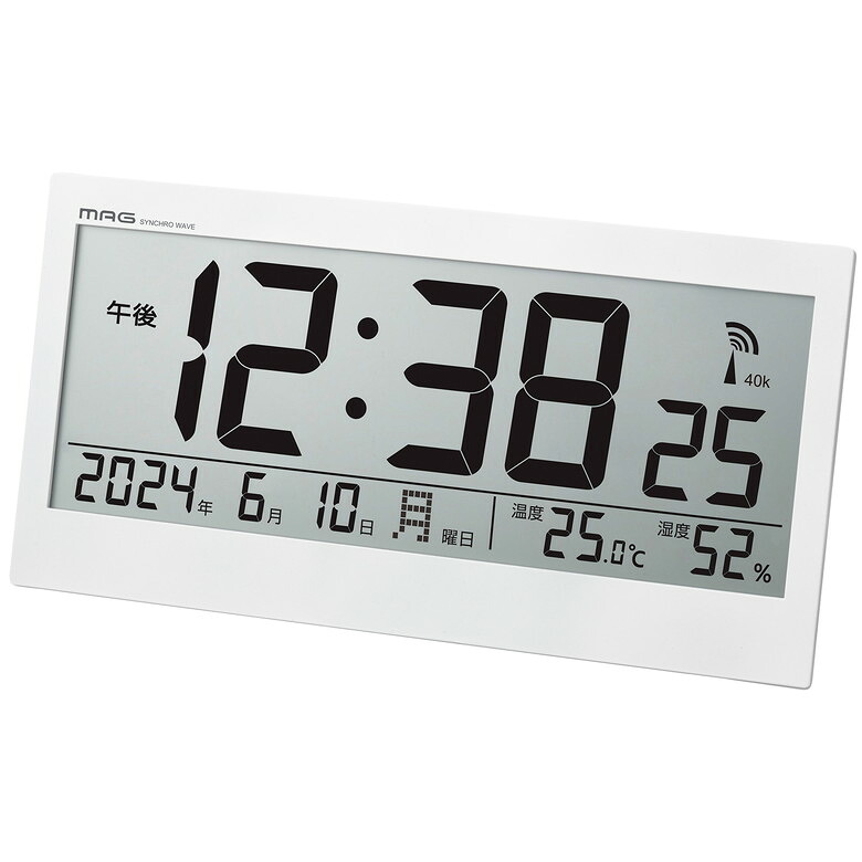 ノア精密 W-809 WH-Z デジタル電波時計ビジョン ホワイト 時計 MAG 掛け時計 壁掛け 壁掛け時計 おすすめ