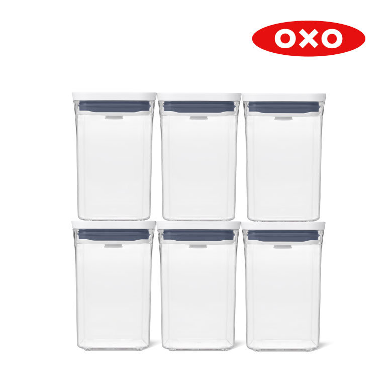 OXO オクソー グッドグリップス ポップコンテナレクタングルショート6ピースセット 11383200 保存容器 収納 入れ物 調味料 食材 パスタ 雑貨 小物 入れ物|ものうりばPlantz