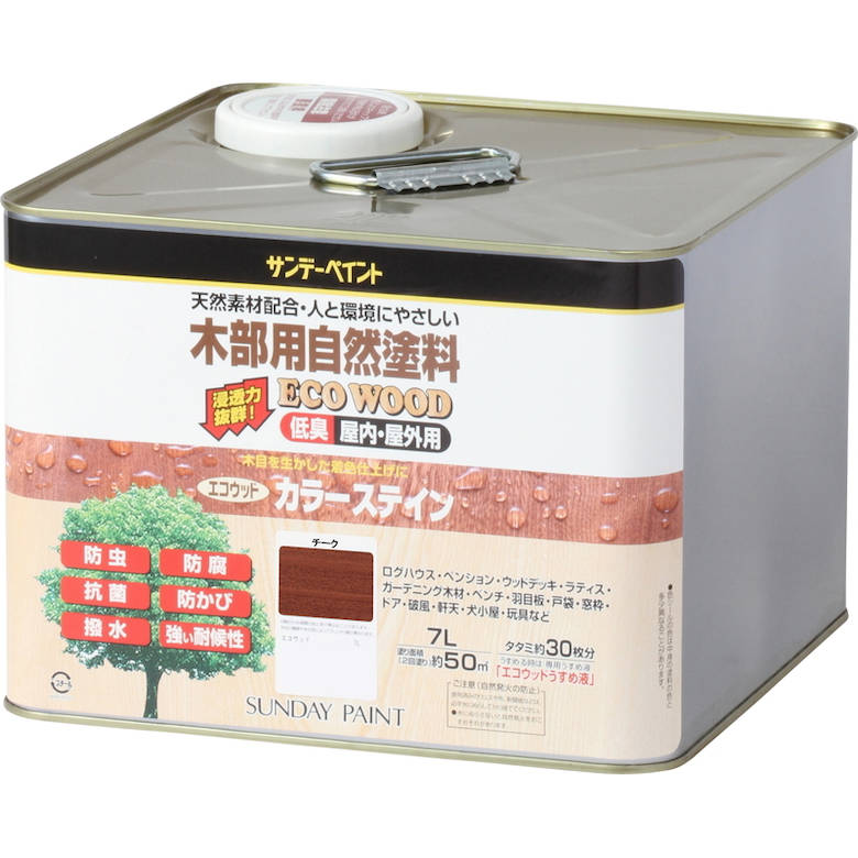 エコウッドカラーステイン 〈天然樹脂塗料〉 チーク 7L 【上品】