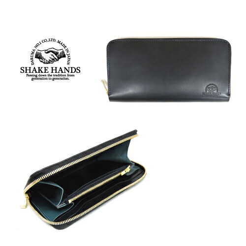 【SHAKE HANDS】シェイクハンズLimited Edition ミネルバリスシオ ジッパーロングウォレット 長紙入れ 押さえる 黒いこと