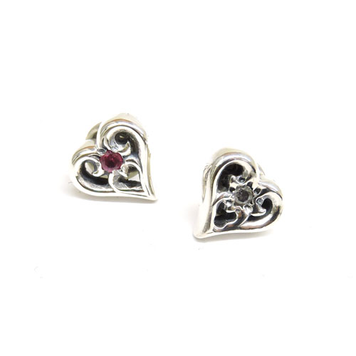 【BWL】Bill Wall Leather ビルウォールレザー カスタム 取り組みバル ハート形 ピアス 石ころ 片耳 1個売り HEART EARRING w/2粍 STONE