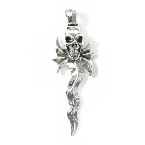 【BWL】Bill Wall Leather ビルウォールレザーGOOD LUCK SKULL W/GOTHIC END & SNAKE DAGGER グットラックスカルw/ゴシックエンド＆スネークダガーペンダント/シルバー｜PLATINISM店 247,005円