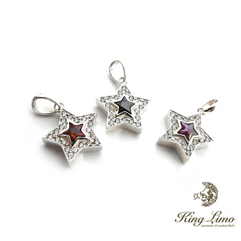 【KING LIMO】キングリモタイニーキングスターチャーム w/ストーン/ ロジウムコーティング ペンダントトップ単品｜PLATINISM店