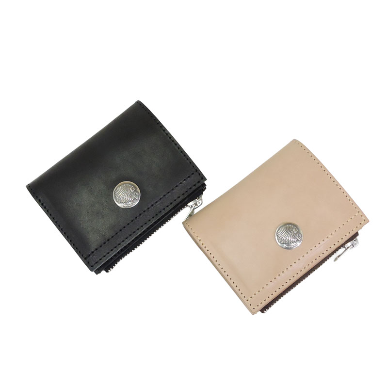 【REDMOON】レッドムーン＜/br＞ 本革 ハーフスクエア ウォレット Zコンチョ 二つ折り 財布 日本製 コンパクト Harf Square Wallet ショート RM-SQW-Z