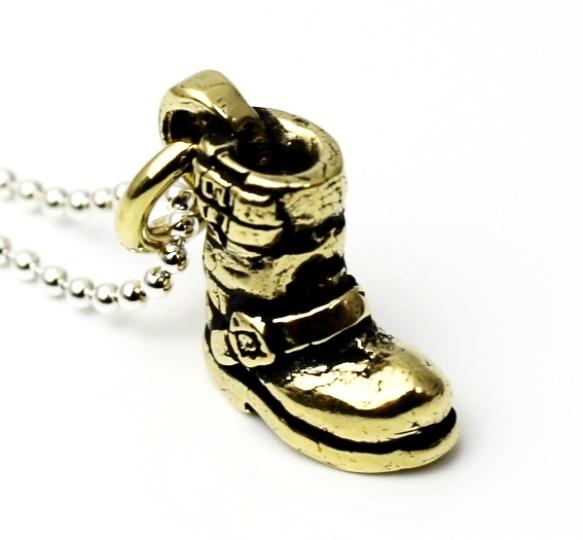 【VASSER】バッサー</br>送料無料 Biker Boot Pendant Brass w/Silver Ball Chain(バイカーブーツペンダントブラス)/ペンダント/ブーツ/靴/真鍮/チェーンセット/アクセサリー/メンズ/レディース