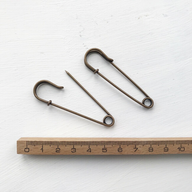 【楽天市場】ブロンズ キルトピン 2本入り 60mmストールピン ブローチ 安全ピン ショールピン アンティークゴールド カブトピン