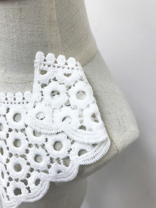 楽天市場 Crg ビブカラー レースモチーフ 1枚 子供用つけ襟 前掛け風 ビブ スタイ モチーフ 刺繍 レース ケミカルレース スカラップ Lace Applique Lace Embroidery Kufuu