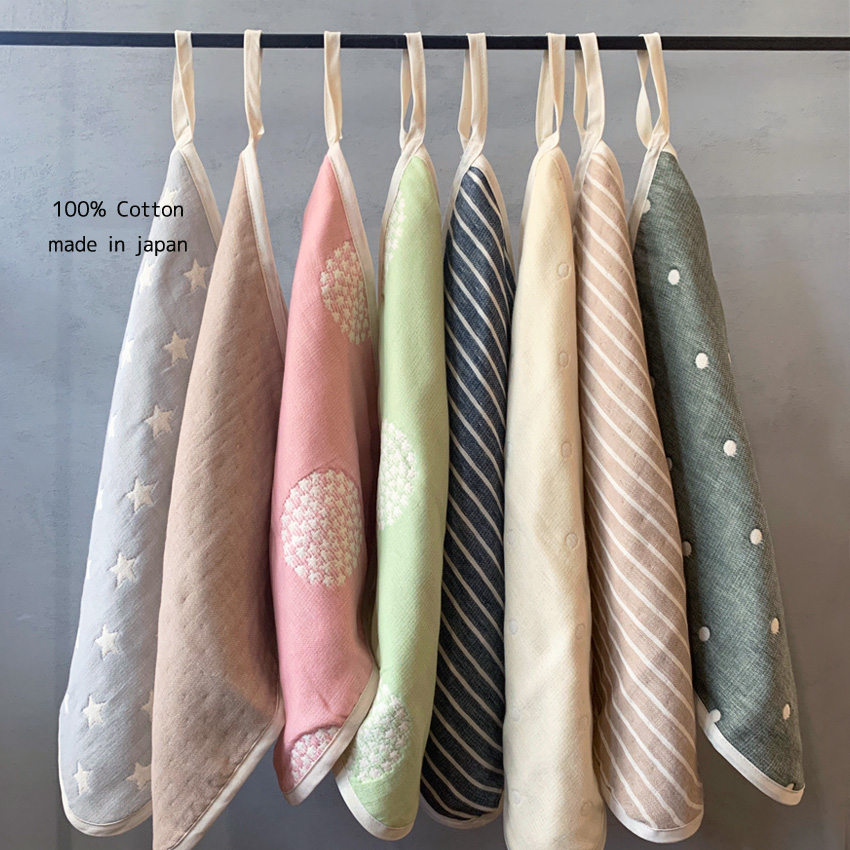楽天市場 日本製 ループタオル 4枚セット 6重ガーゼハンドタオル ループ付きタオル タオル カーゼハンカチ ループ付き ハンドタオル 綿100 コットン100 入園準備 約35 35cm お名前タグ付き Kufuu