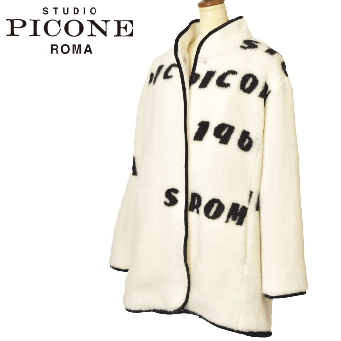 STUDIO PICONE ROMA ノーカラーウールコート-