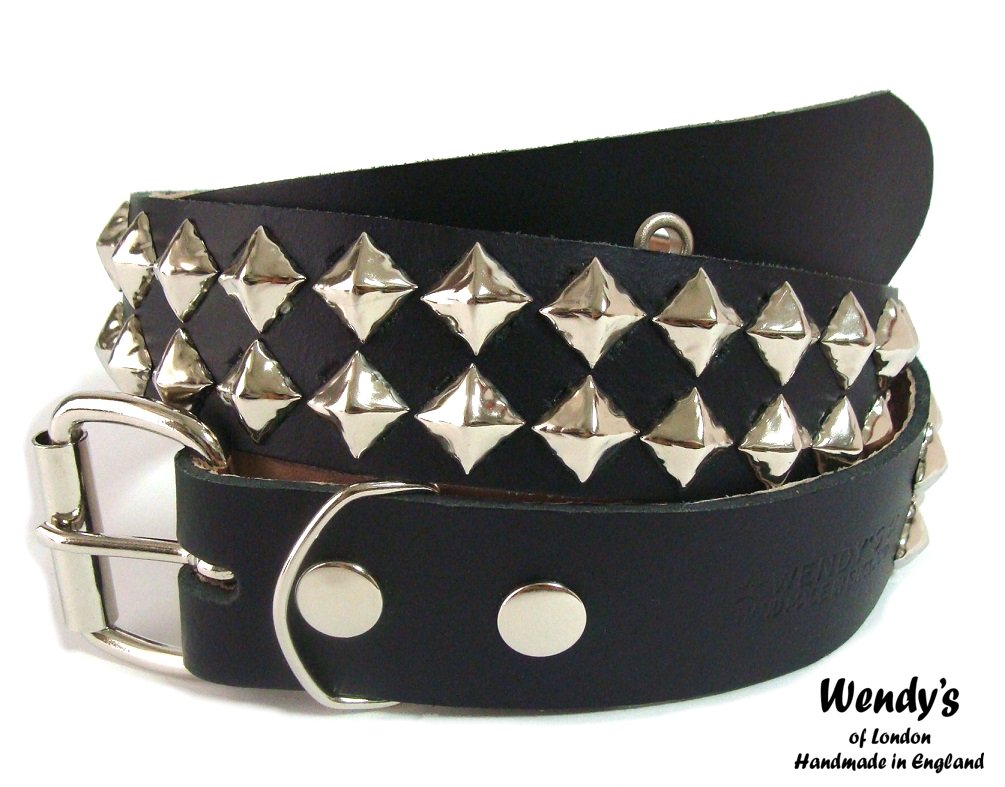 GINGER掲載商品】 イギリス製 2-Row Large Pyramid Stud Belt 2連