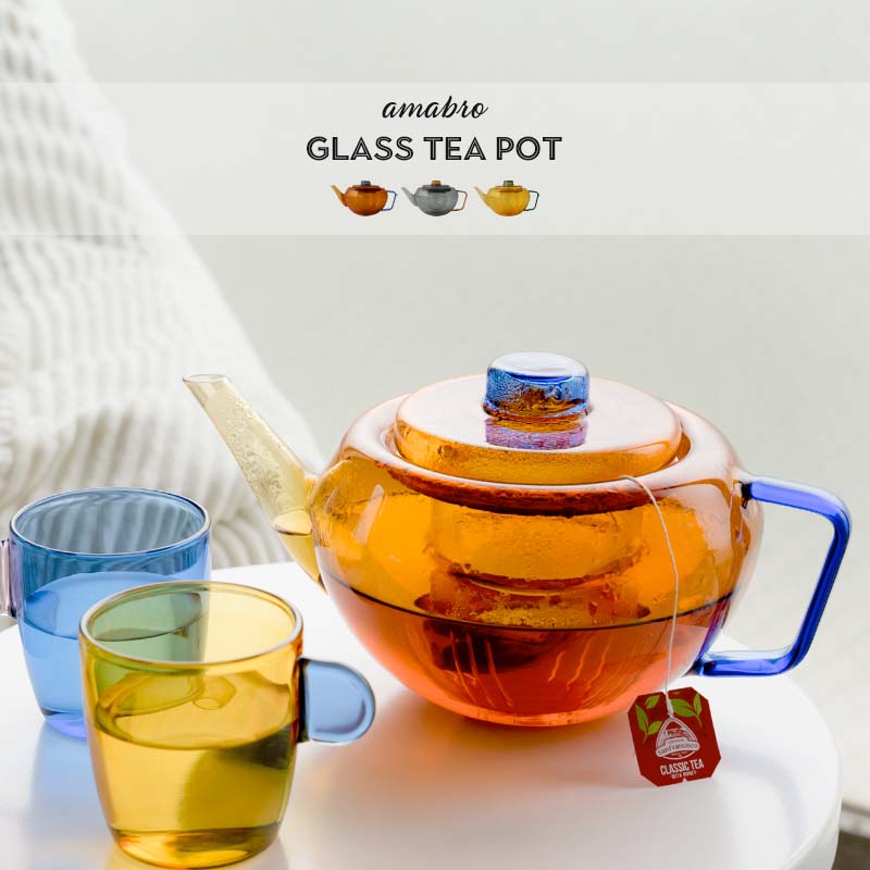 ガラス ティーポット amabro アマブロ GLASS TEA POT 耐熱ガラス グラス ツートン ツートーン 800ml 水出し フルーツウォーター 紅茶 コーヒー