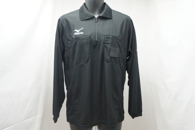 【ミズノ　レフェリーシャツ　長袖】BLK/ブラック　62SR-90009 サッカー フットサル 審判 レフリー