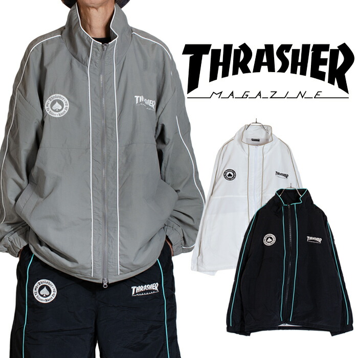 スラッシャー ナイロントジャケット THRASHER ウィンドブレーカー 無地 ナイロン上衣 アウター 上衣 メンズ アメカジ タスラン ラインブルゾ 父の日差し上げ物