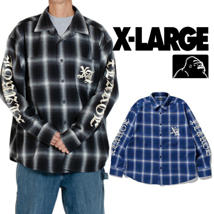 XLARGE エクストララージ 長袖ティーシャツ 読み合わせる チカーノ 置き目馬乗り アメリカン ビッグ大いさ 馬鹿でかい大いさ 西海岸 黄金州 青碧 黒いこと 黒 短かめ ゆったり 大きめ ブランド名 表どおり 流行り物 メンズ 父の日差し上げ物