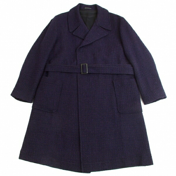 超歓迎された メンズ 紫3 中古 ブッチャーツイードスナップボタンコート Homme Pour Yamamoto プールオムyohji ヨウジヤマモト K