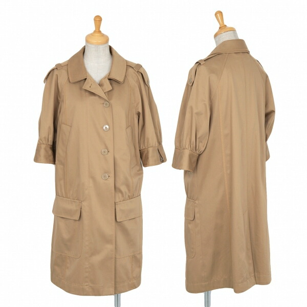 【中古】 ドルチェ\u0026ガッバーナDOLCE\u0026GABBANA コットンレイヤーカラー半袖二分の一スプリングコート ベージュ38【レディース】