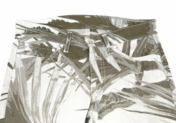 イッセイミヤケISSEY MIYAKE ボタニカルジャガードストレッチパンツ 白 