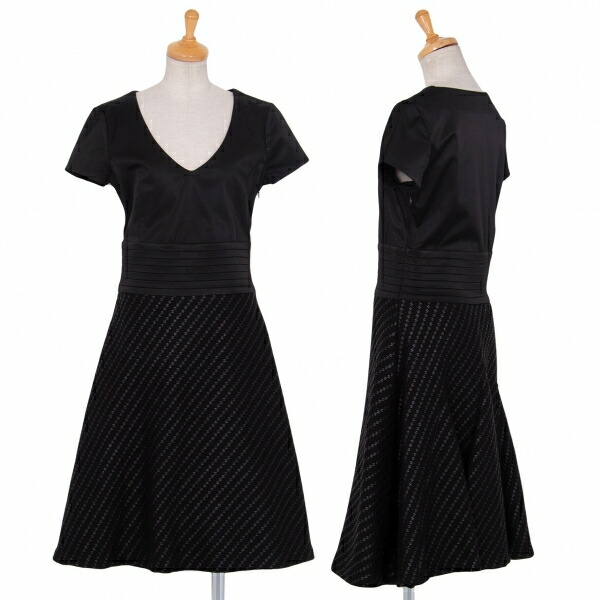 新発売の レディース 黒42 中古 半袖ウール切替ストレッチワンピース Armani アルマーニemporio エンポリオ ワンピース Williamsav Com