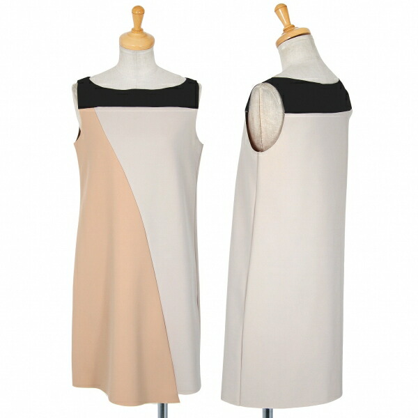 直営店に限定 エンポリオアルマーニemporio Armani レディース 黒グレーベージュ38 中古 切替ストレッチワンピース K 6 Kalnica Eu