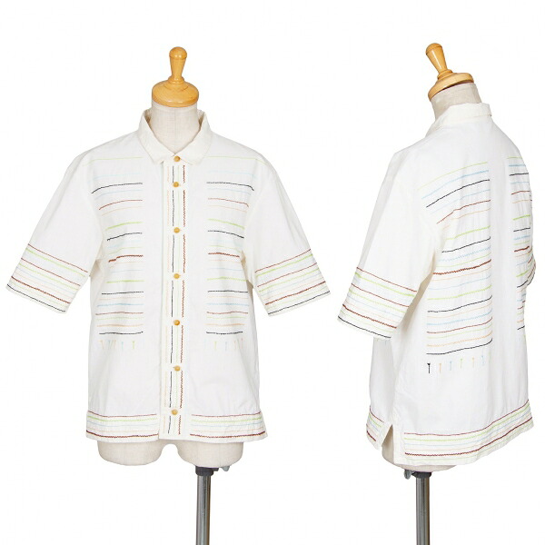 【中古】 イッセイミヤケ ハートISSEY MIYAKE HaaT カラーステッチコットン半袖シャツ オフ他2【レディース】｜PLAYFUL