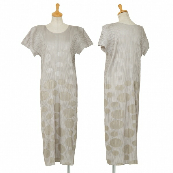 送料無料 新品 ワンピース プリーツプリーズpleats Please ドットエンボスプリーツ半袖ワンピース グレー2 中古 レディース Cibaut Com Ar