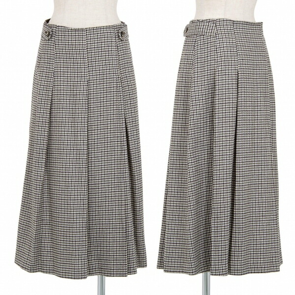 値引きする レキップヨシエイナバl Equipe Yoshie Inaba ハウンドトゥースプリーツスカート オフカーキ他36 中古 レディース 最先端 Www Estelarcr Com