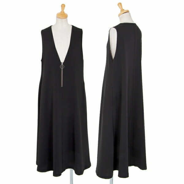 使い勝手の良い ワンピース レキップヨシエイナバl Equipe Yoshie Inaba ストレッチハーフジップノースリーブワンピース 黒38 中古 レディース Moto Stojany Cz