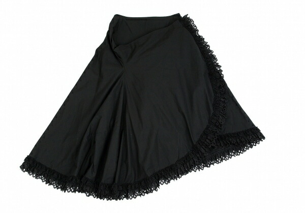 新版 ジュンヤワタナベ コムデギャルソンjunya Watanabe Comme Des Garcons フリル装飾巻き風コットンスカート 黒m 中古 レディース Playful 日本全国送料無料 Erieshoresag Org